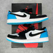Jordan 1 Retro Low OG Black Dark Powder Blue *pre-owned* SIZE 9