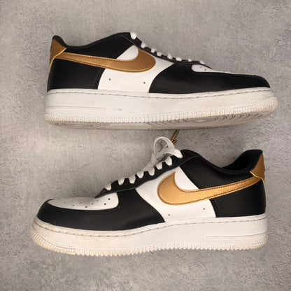 Nike Air Force 1 Low Black White Metallic Gold *pre - owned* SIZE 8 - Kicks Collective PA - Nike - CZ9189-001 - Men's Shoes - 8M/9.5W - Pre - Owned - No Box