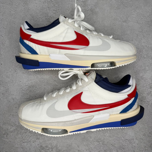 Nike Zoom Cortez SP sacai White University Red Blue *pre - owned* SIZE 11.5 - Kicks Collective PA - Nike - DQ0581 - 100 - Men's Shoes - 11.5M/13W - Pre - Owned