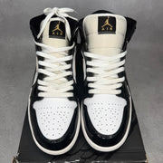 Jordan 1 Mid Patent Black White Gold pre-owned size 10.5