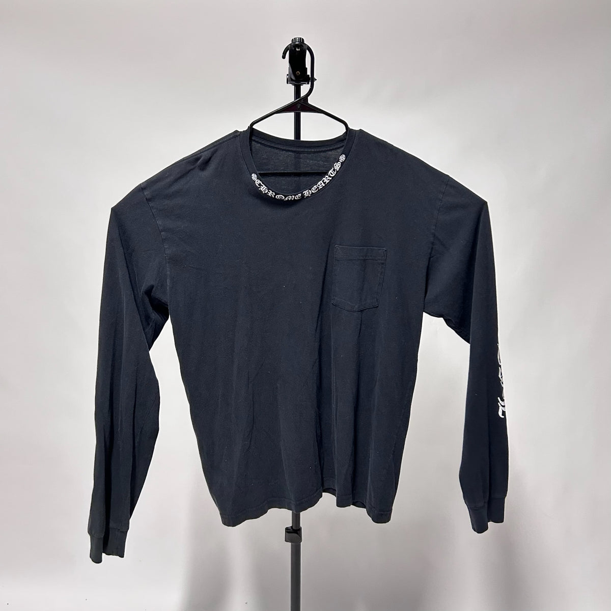Chrome Hearts Neck Logo L/S Pocket T-shirt Black *pre-owned* SIZE XXL