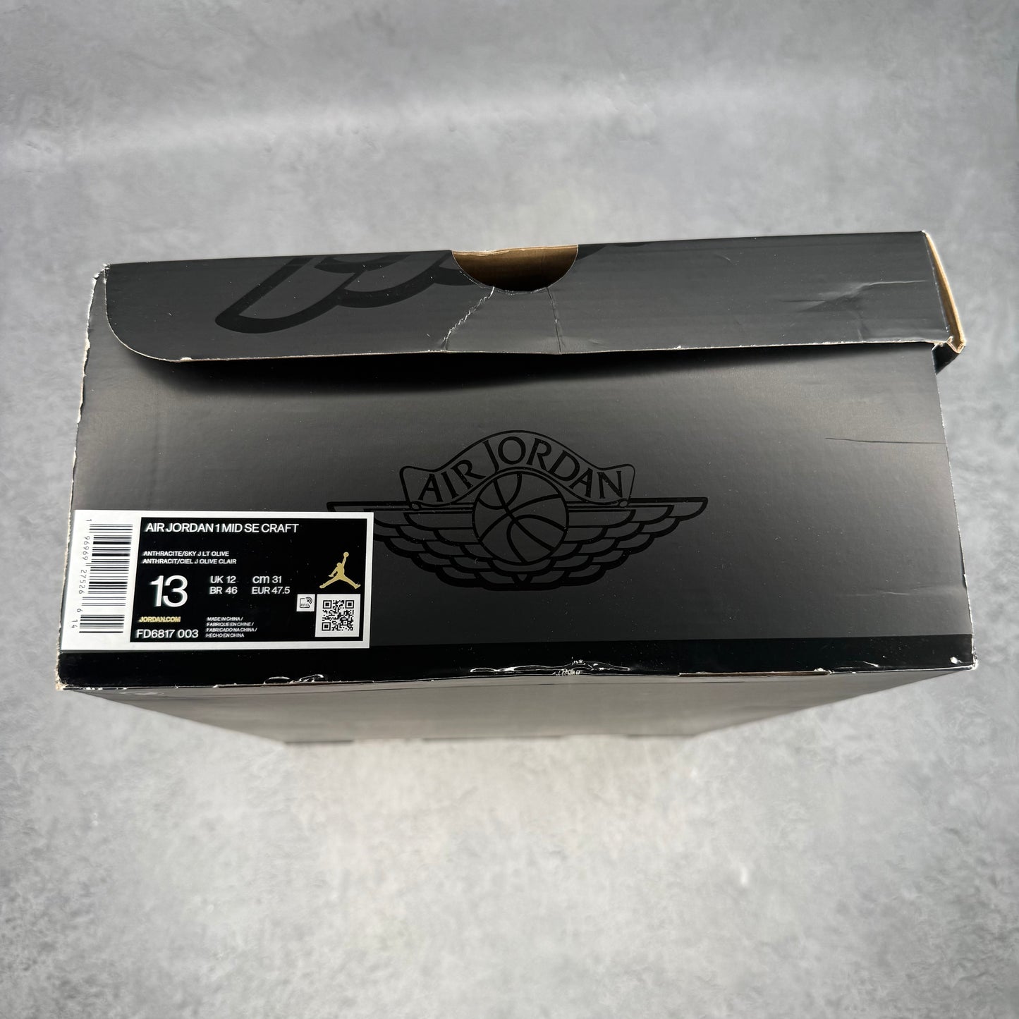 Jordan 1 Mid SE Craft Anthracite Light Olive *pre-owned* SIZE 13