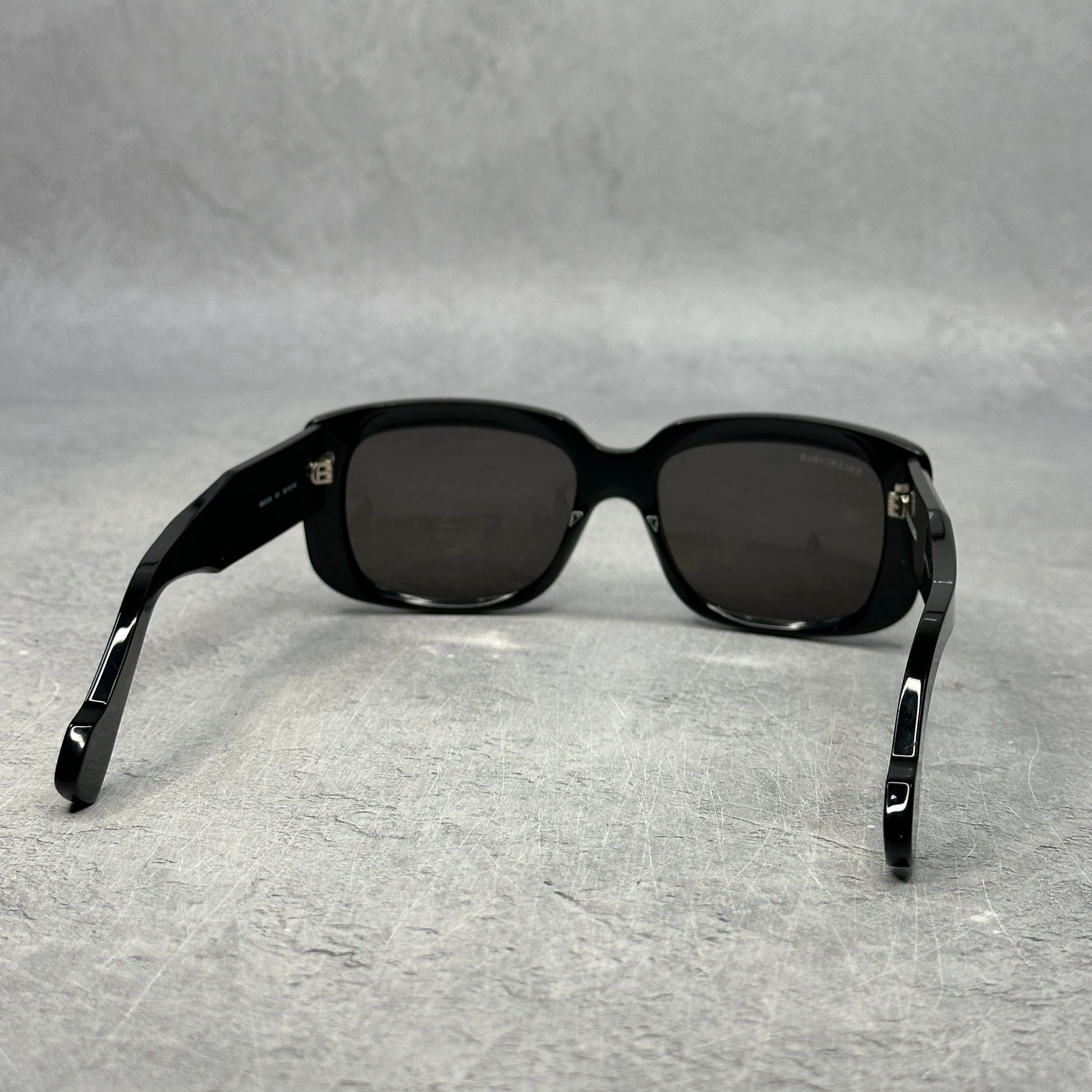 Balenciaga Square Rectangle Sunglasses Black/Black/Grey *pre-owned*