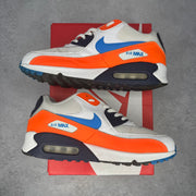 Nike Air Max 90 White Photo Blue Total Orange *pre-owned* SIZE 8.5