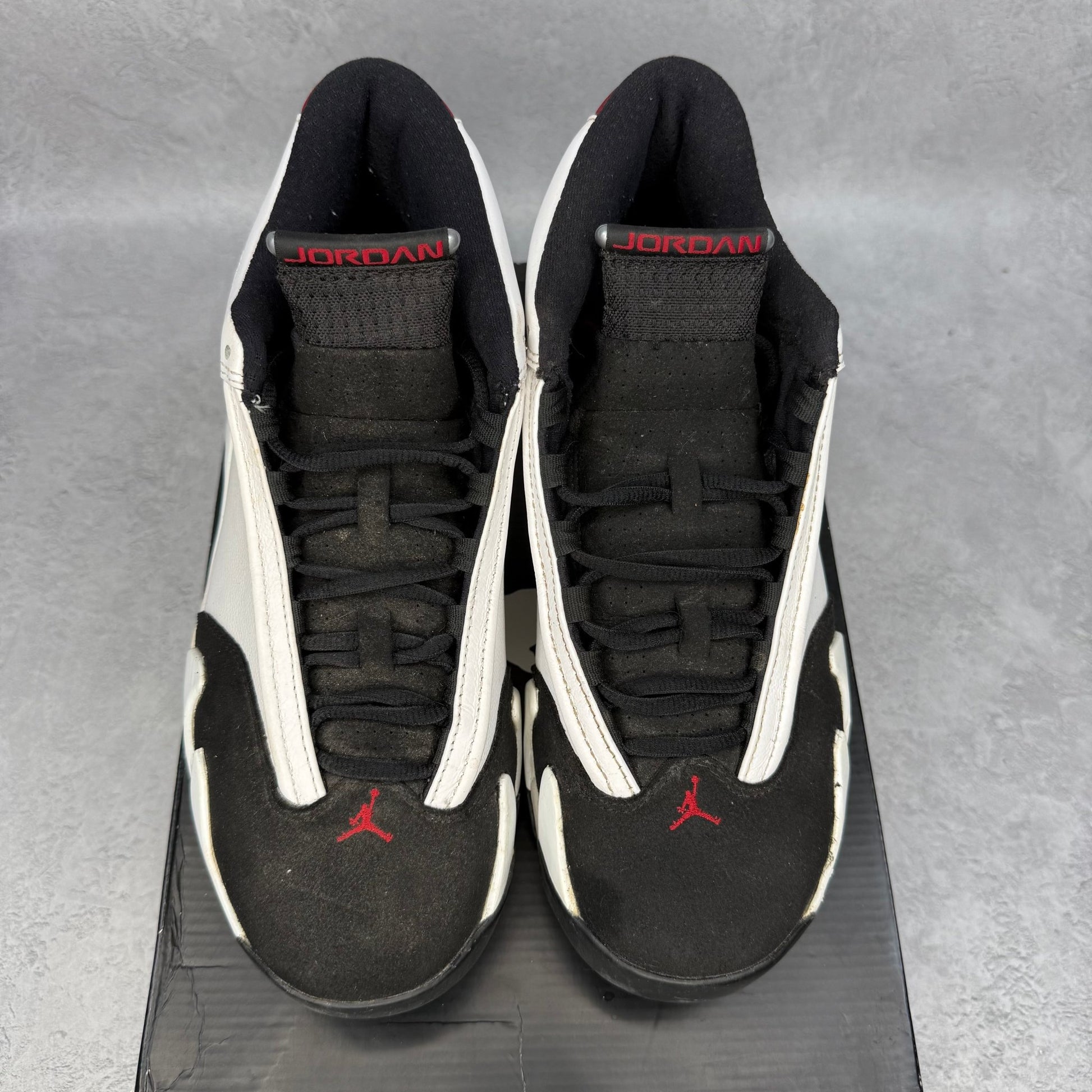 Jordan 14 Retro Black Toe (2014) *pre - owned* SIZE 8.5 - Kicks Collective PA - Jordan - 487471-102 - Men's Shoes - 8.5M/10W - Pre - Owned