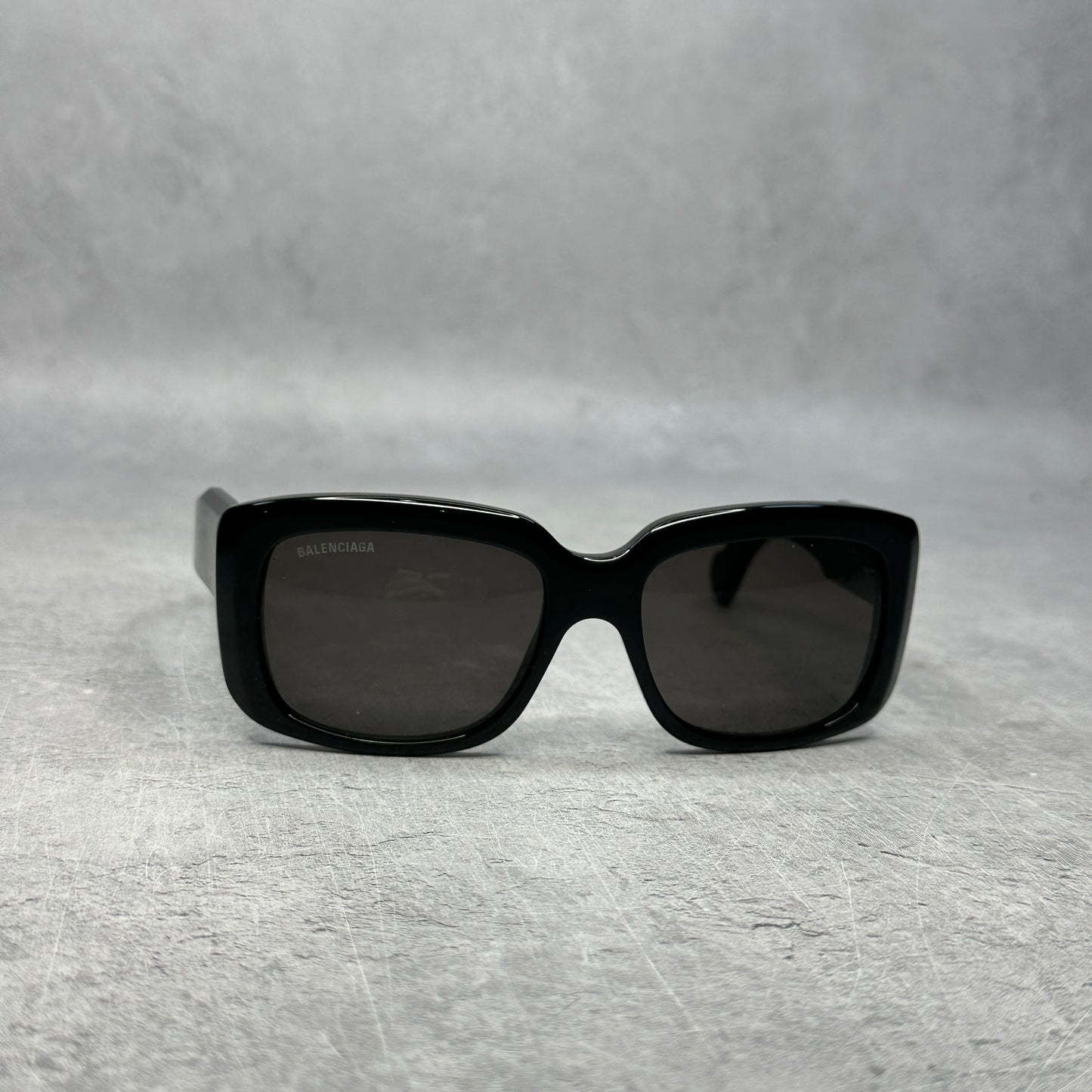 Balenciaga Square Rectangle Sunglasses Black/Black/Grey *pre-owned*