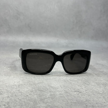 Balenciaga Square Rectangle Sunglasses Black/Black/Grey *pre-owned*