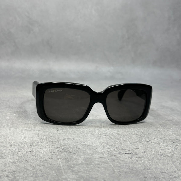 Balenciaga Square Rectangle Sunglasses Black/Black/Grey *pre-owned*