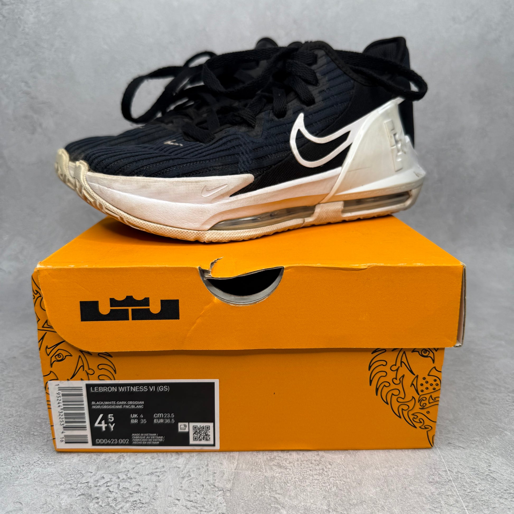 LeBron Witness 6 Black Dark Obsidian (GS) *pre-owned* SIZE 4.5Y