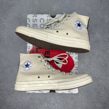 Converse Chuck Taylor All Star 70 Hi Comme des Garcons PLAY White *pre-owned* SIZE 10M/12W