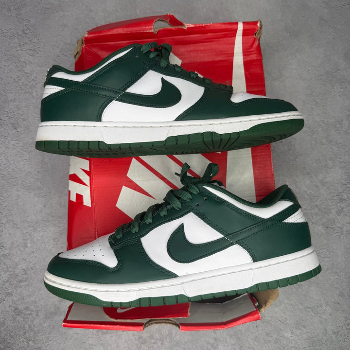 Nike Dunk Low Michigan State pre-owned size 10.5 - Kicks Collective PA - Nike - DD1391-101 - Men's Shoes - 10.5M/12W - Pre-Owned - Original Box (Damaged)