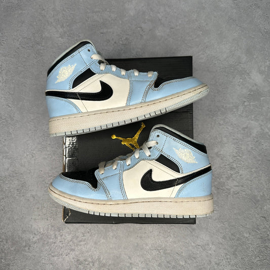 Jordan 1 Mid Ice Blue (2022) (GS) *pre - owned* SIZE 4Y - Kicks Collective PA - Jordan - 555112 - 401 - Kid's Shoes - 4Y - Pre - Owned
