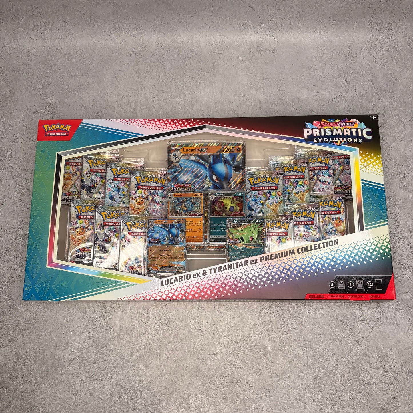 2025 Pokémon Scarlet & Violet Prismatic Evolutions Lucario ex & Tyranitar ex Premium Collection (Sam's Club Exclusive)