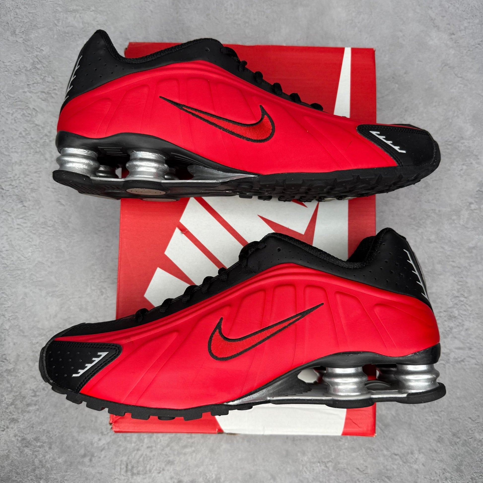 Nike Shox R4 University Red Black Metallic Silver *pre - owned* SIZE 11.5 - Kicks Collective PA - Nike - HQ1988-600 - Men's Shoes - 11.5M/13W - Pre - Owned
