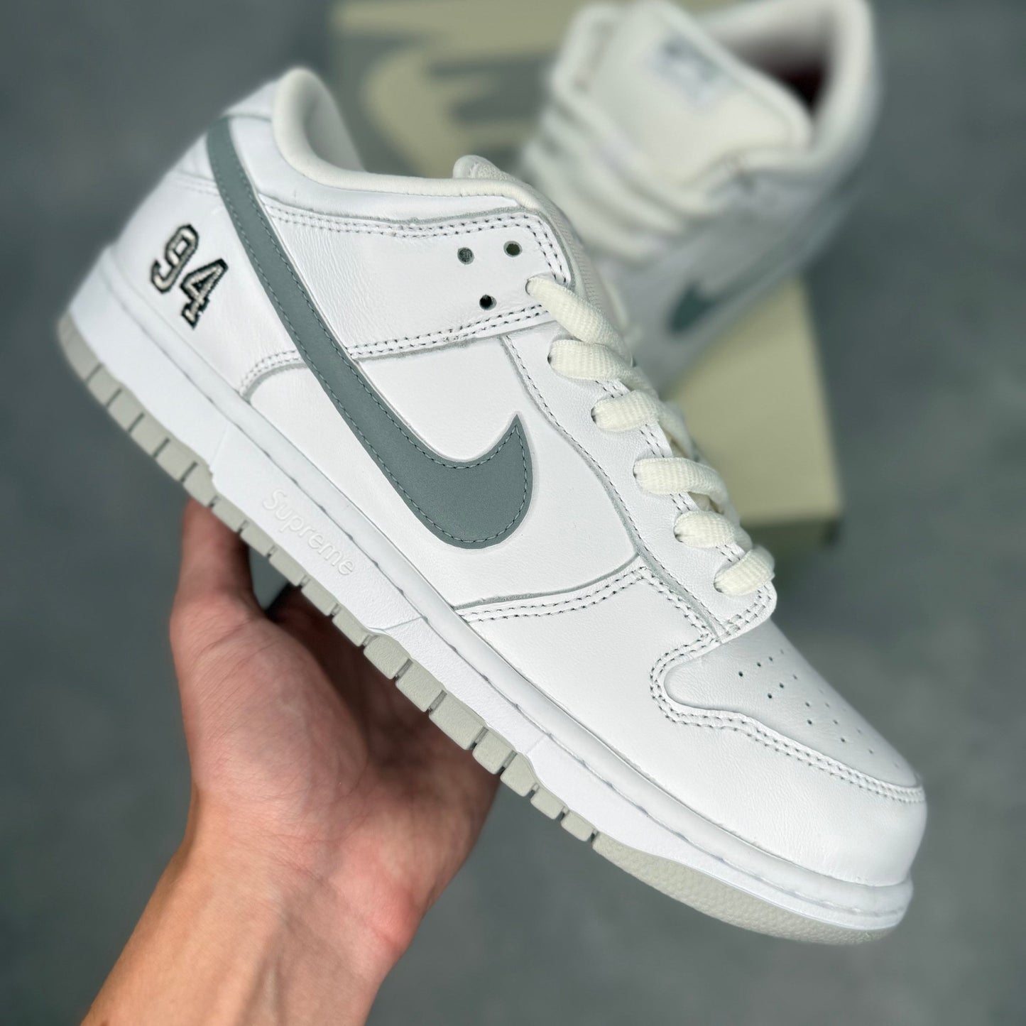 Nike SB Dunk Low Supreme 94 White Metallic Silver - Kicks Collective PA - Nike - HQ8487 - 100 - Men's Shoes - 10M/11.5W - Brand New