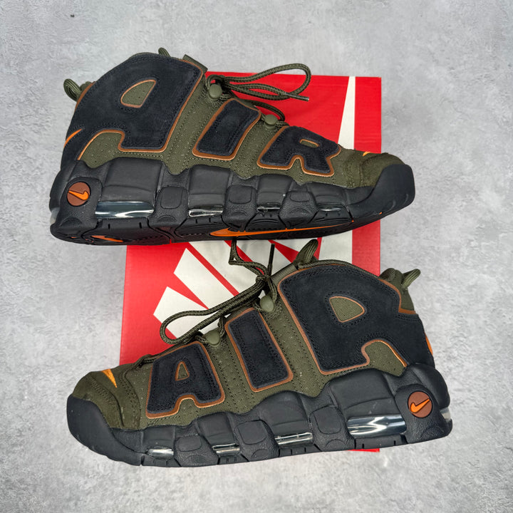 Nike Air More Uptempo 96 Cargo Khaki Alpha Orange *pre-owned* SIZE 9