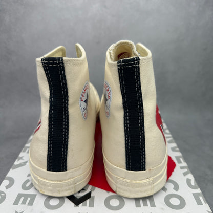 Converse Chuck Taylor All Star 70 Hi Comme des Garcons PLAY White *pre-owned* SIZE 10M/12W