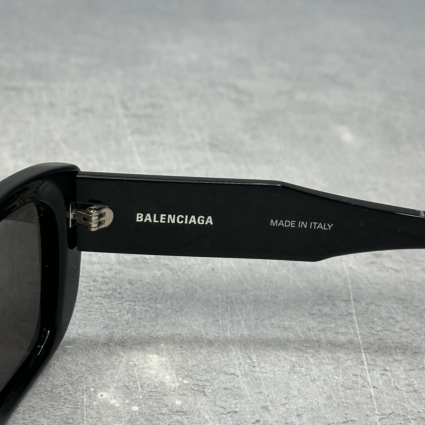 Balenciaga Square Rectangle Sunglasses Black/Black/Grey *pre-owned*