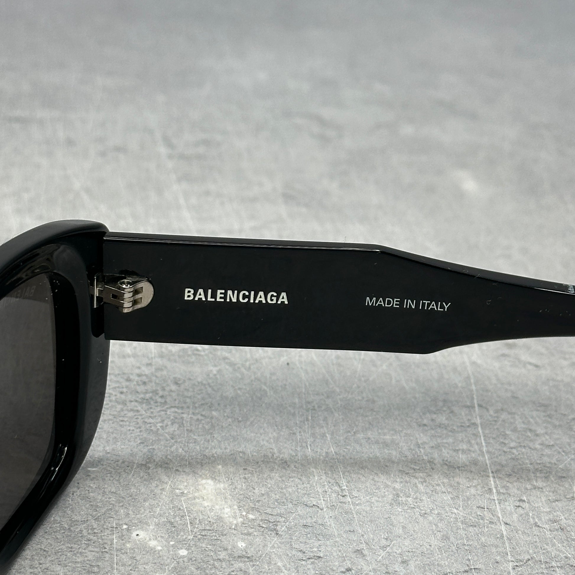 Balenciaga Square Rectangle Sunglasses Black/Black/Grey *pre-owned*