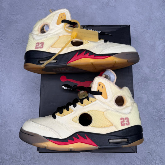 Jordan 5 Retro Off - White Sail *pre - owned* HOLES CUT OUT SIZE 8.5 - Kicks Collective PA - Jordan - DH8565-100 - Men's Shoes - 8.5M/10W - Pre - Owned