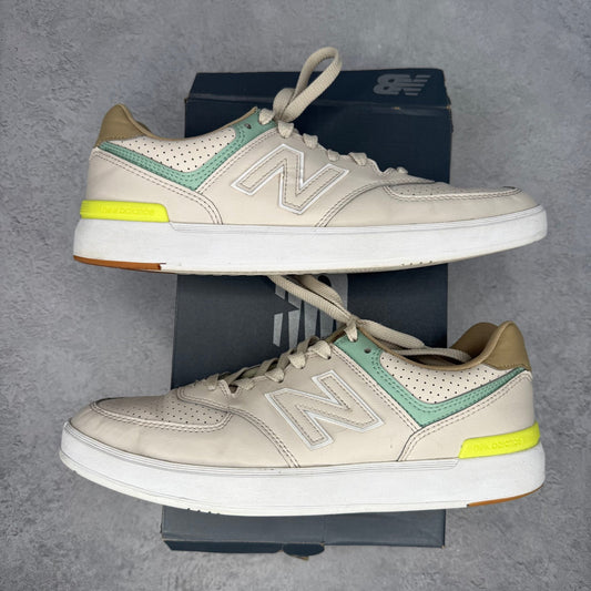 New Balance 574 Court Beige Lime *pre - owned* SIZE 10.5 - Kicks Collective PA - New Balance - CT574GYT - Men's Shoes - 10.5M/12W - Pre - Owned - Original Box (Damaged)