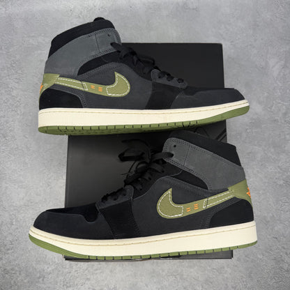 Jordan 1 Mid SE Craft Anthracite Light Olive *pre-owned* SIZE 13