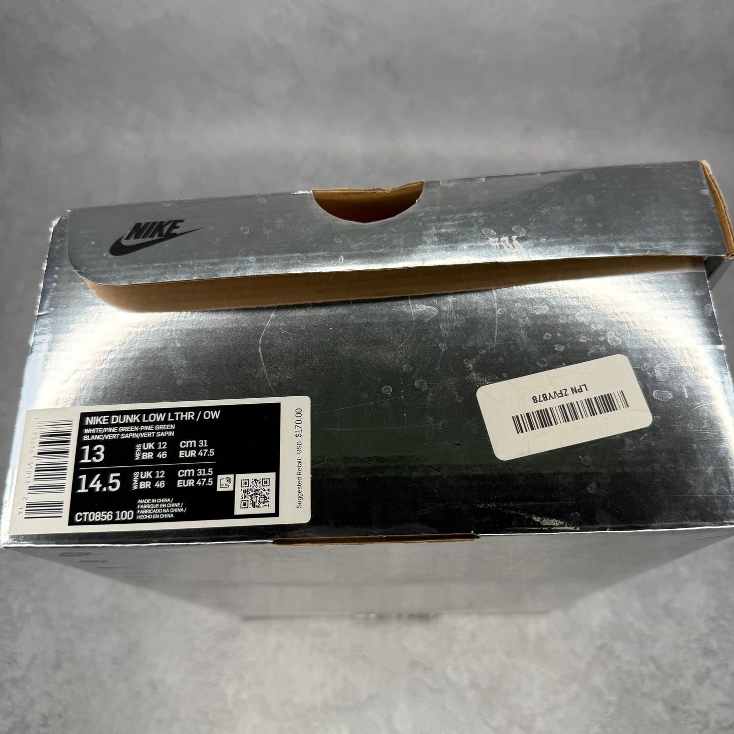 Nike Dunk Low Off-White Pine Green VNDS *pre-owned* SIZE 13