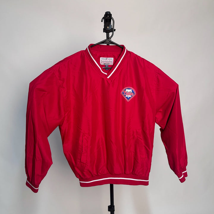 Vintage Philadelphia Phillies V Neck Pullover Windbreaker Jacket *pre-owned* SIZE M