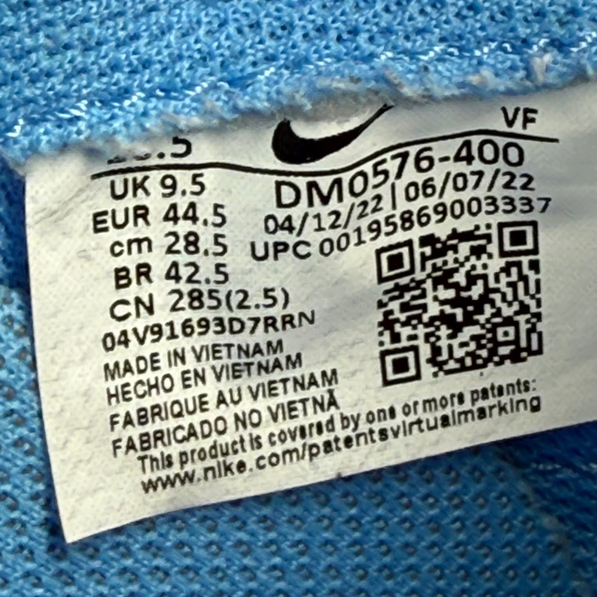 Nike Air Force 1 Low '07 Retro Color of the Month University Blue *pre-owned* SIZE 10.5