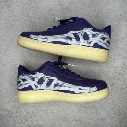 Nike Air Force 1 Low '07 QS Purple Skeleton Halloween (2021) *pre-owned* SIZE 8.5