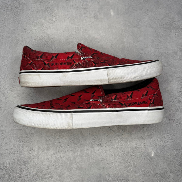 Vans Slip - On Supreme Diamond Plate Red *pre - owned* SIZE 11 - Kicks Collective PA - Vans - VANS-4ZJ56FUZ - Men's Shoes - 11M/12.5W - Pre - Owned - No Box
