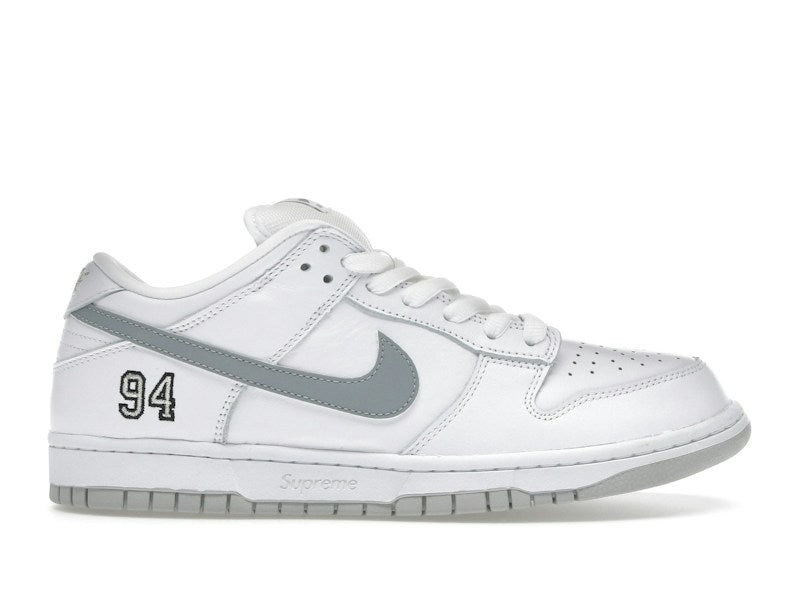 Nike SB Dunk Low Supreme 94 White Metallic Silver